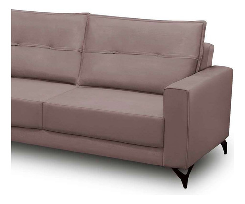 Sofá 4 Lugares Heros Com Chaise Esquerdo Veludo Rosê Cor Rosa