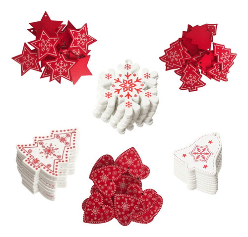 Paquete De 60 Artículos Navideños De Madera For Colgar Fies