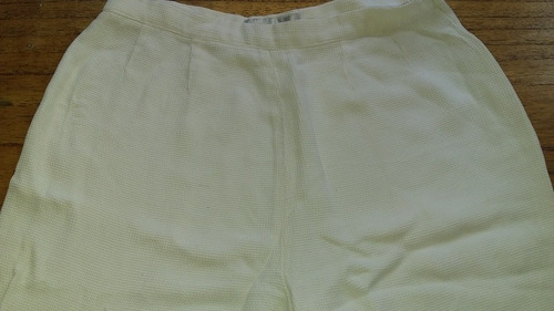 Pantalon Blanco Vestir Cintura Alta Retro Vintage Lino  