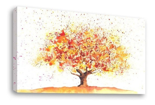 Cuadro Decorativo Canvas Árbol Colores Cálidos Acuarela