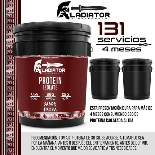 Proteína Gladiator 5 Kg Varios Sabores Fresa