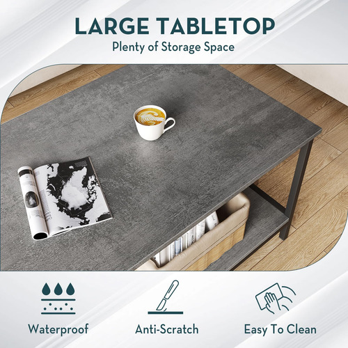 Mesa Auxiliar Industrial De 2 Niveles Gris Hormigón