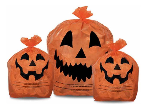 3 Bolsas De Plástico Decorativa Calabaza,halloween