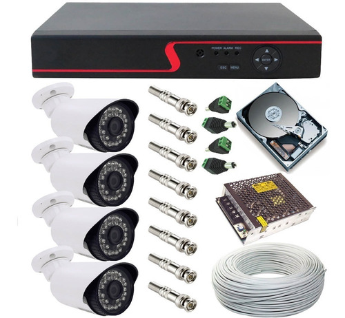 Vigilância Residencial Kit 4 Câmeras 1.3 Megapixel E Dvr