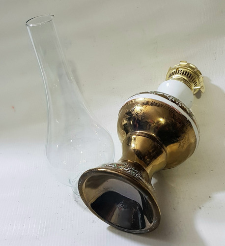 Lámpara De Aceite Retro De 44 Cm. Base Porcelana,usable (Usado)