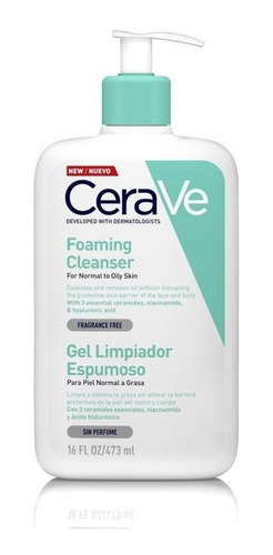 Imagen 2 de 4 de Gel Limpiador Espumoso Cerave X 473ml