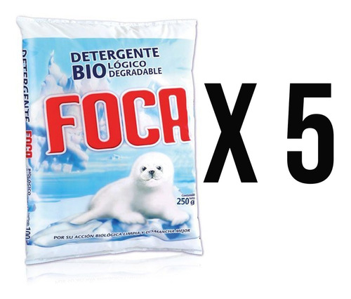 Detergente En Polvo Foca Biodegradable Y Rendidor 250g 5pack