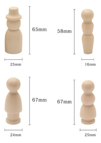 Juguetes De Muñeca De Madera Pintados Diy De 55 Piezas Para