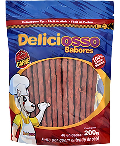 Combo Petisco Cães Ossinho Palito Carne Deliciosso 200g 8un