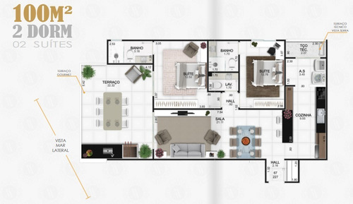 Imagem 17 de 25 de Apartamento 02 Dormitórios Sendo Suítes - Entrada 134 Mil - Prédio Frente Mar - Condomínio Clube - Alto Padrão - Caiçara - Amf61