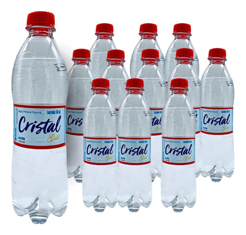 Água Cristal Gold Com Gás Garrafa 510ml 12 Unidades
