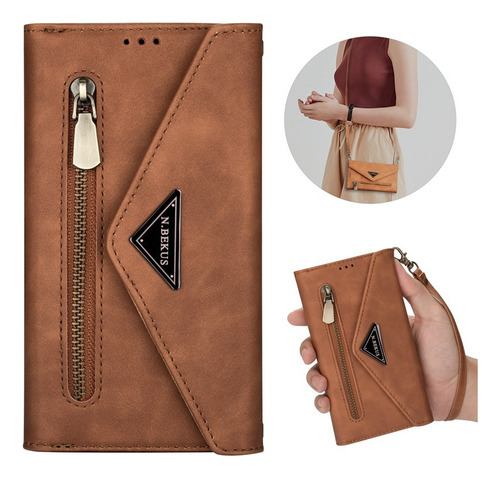 Funda Tipo Cartera Con Cierre De Piel Tipo Bandolera For