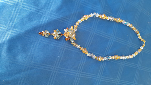Collar De Cristal Cortado Austriaco Celeste