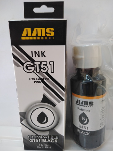 Botella Tinta Compatible Ams Hp Gt51 Gt53 Negro 90ml Nueva