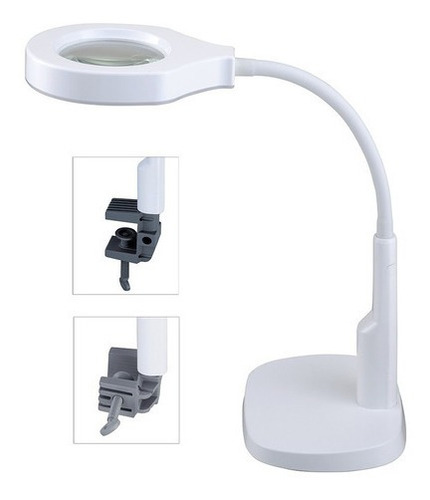 Lupa De Mesa Com Garra Bancada Table Magnifier Lamp Envio Já