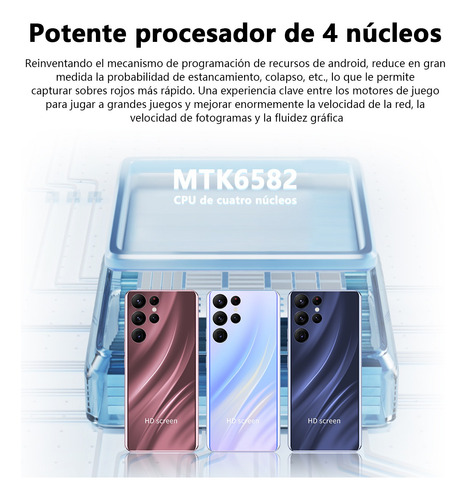 Teléfonos Inteligentes Android Baratos S22 Ultra Pro 6.52 En Ram1gb Y Rom8gb Azul