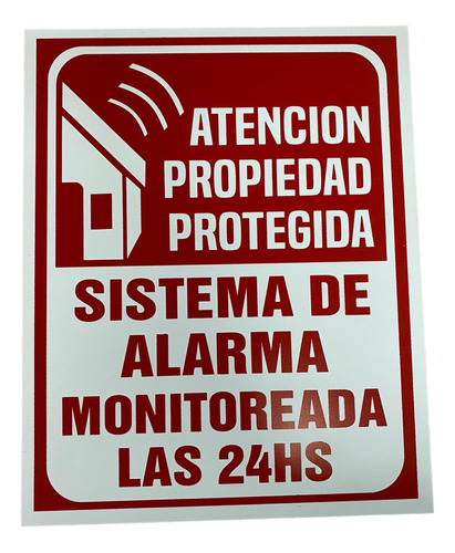 Cartel Atención Propiedad Protegida 20x25 Alto Impacto