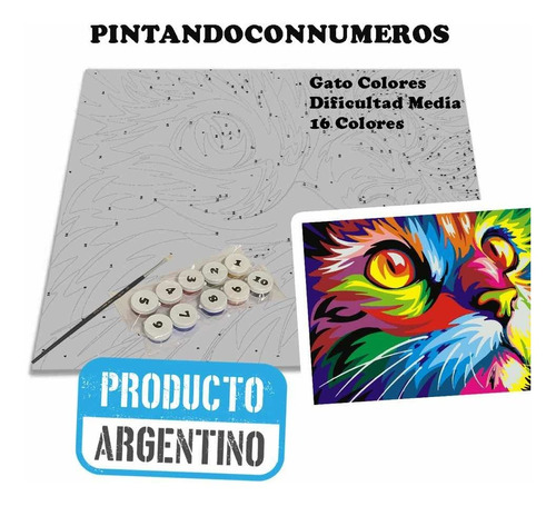 Kit Pintando Con Números 27 - Gato Colores