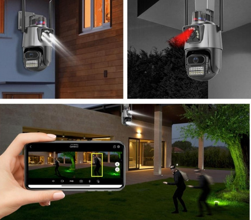 Kit 2 Câmera Segurança Ip Wifi Mestri P11 Lente Dupla 4k 6mp App Icsee Cor Preto
