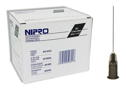 Aguja HiPodérmica Nipro 22gx32 Mm (1 1/4) Negro Caja 100u