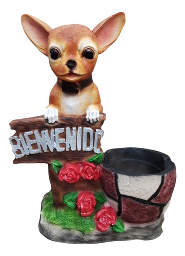 Perro Chihuahua Macetero Estatua Chihuahua Resina Decorativa Café