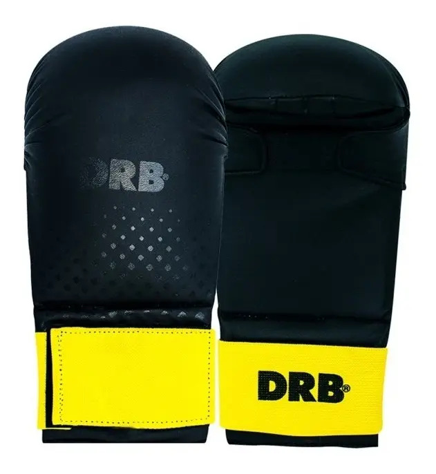 Guantes Karate Mitt Artes Marciales Entrenamiento Cuero Drb Color Negro/amarillo Talle S