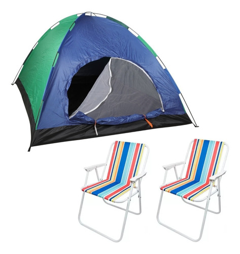 Carpa Camping Iglu Para 6 Personas + 2 Sillas Plegables 