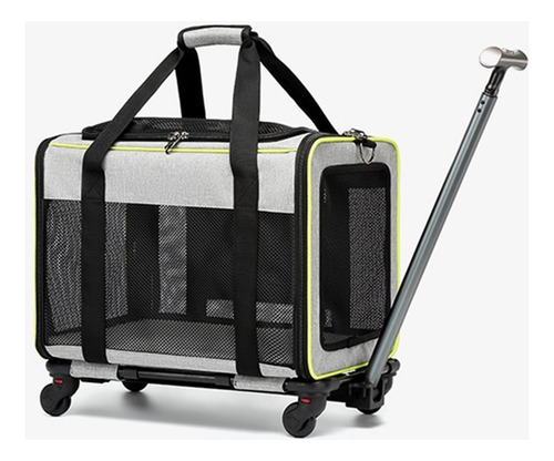 Bolsa Transporte Cães Gatos Pet Com Rodinhas Viagens Passeio Cor Escura