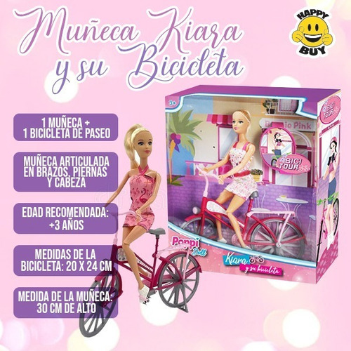 Muñeca Kiara Y Su Bicicleta Nenas Juguetes Niñas Juegos