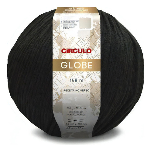 Lã Globe 158m 200g Círculo 8990 - Preto