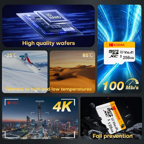Memoria Micro Sd Xc Kodak 128 Gb Uhs-1 U3 V30 A1 Clase 10