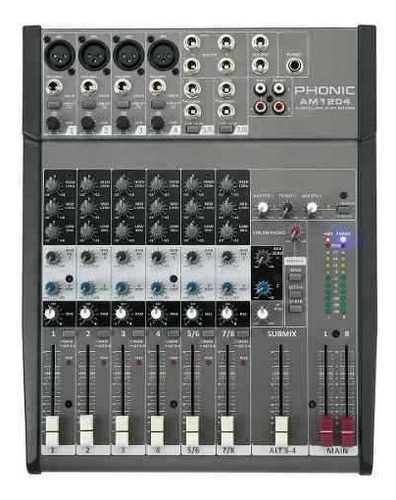 Consola Mixer Phonic Am1204 De 4 Canales Audio Phantom