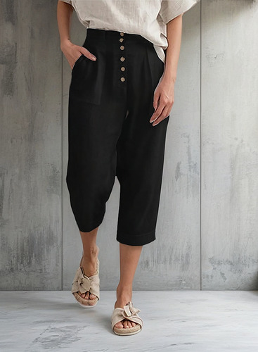 Cuna Cómoda Casual Con Bolsillo, De Lino Liso, Color Capris
