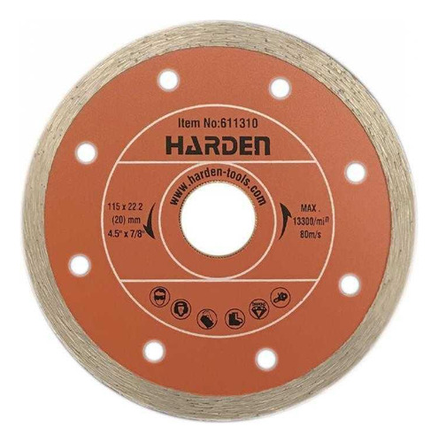 Disco de corte de diamante continuo Harden 115 x 22,2 mm