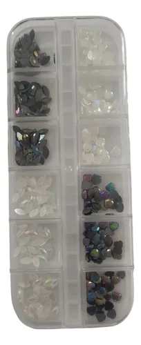 Caja De 12 Compartimentos De Decoración Variadas Para Uñas