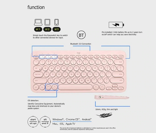 Imagen 3 de 7 de Teclado Bluetooth Multi Device K380 Negro Logitech