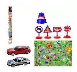 Imagem 2 de 5 de Tapete Divertido Infantil 2 Carrinhos E Placas Sinalização