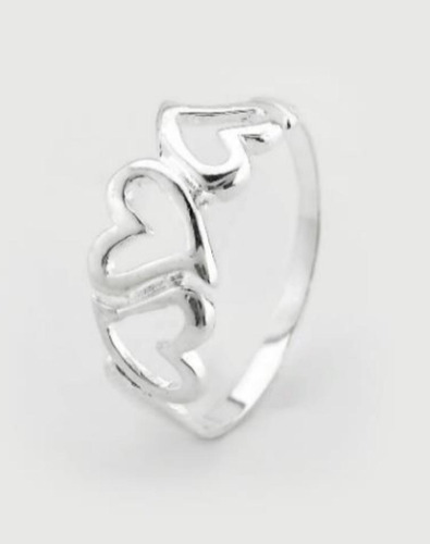 Anillo Tres Corazones En Plata 925 . Corazón Inspira Joyas