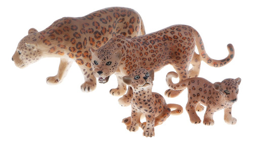 Vivid Jungle Animal Playset 4pcs Leopardo Familia Modelo 