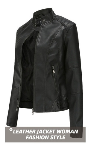 Chaqueta De Cuero Biker Slim Mujer Nuevo 2022