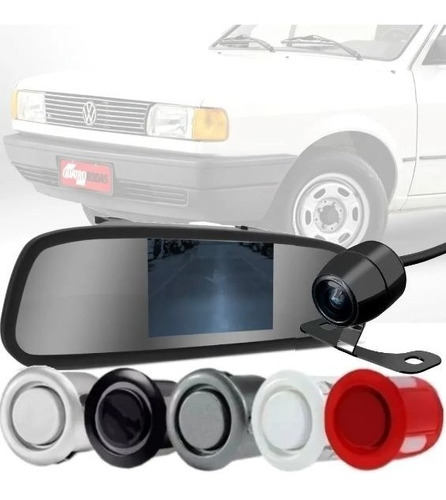 Kit Retrovisor Com Camera + Sensor De Ré Vw Gol Gi