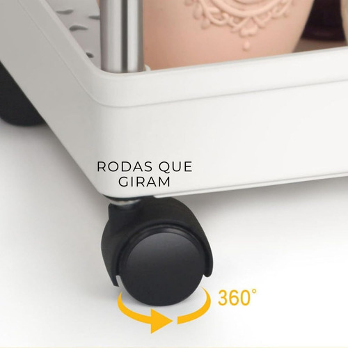 Organizador Móvel 4 Prateleiras P/ Diversos Itens C/ Rodinha
