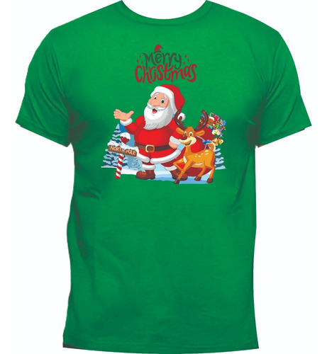 Camisetas Navidad Papá Noel Santa Reno Merry Adulto Y Niño