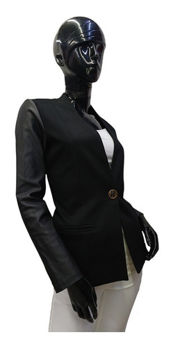 Imagen 2 de 6 de Saco Blazer Mujer Casual Formal Magas Vinil Dama Con Boton