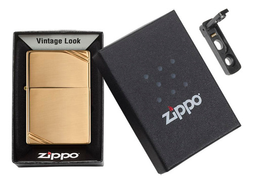Zippo High Polish Brass Vintage With Slashes