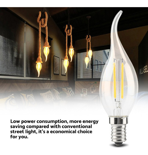 Bombilla E14 2w Led Lámpara Vela Forma Llama Blanco Cálido I