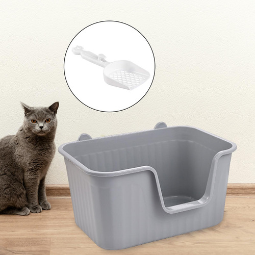 Bandeja De Arena Para Mascotas Con Parte Superior Gris L