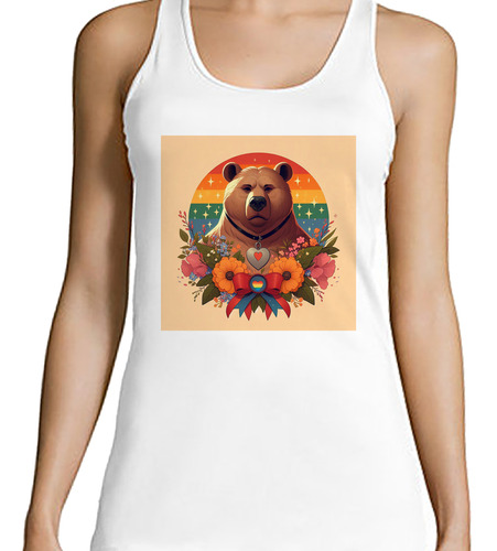 Musculosa Mujer Oso Gay Pride Bandera Orgullo Flores