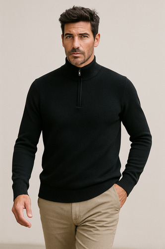 Sweater Hombre Medio Cierre Liviano Sweaters Pullover Sueter