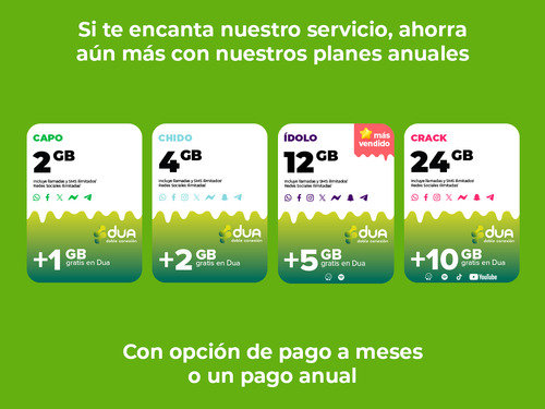 Sim Pillofon Chido |chip Prepago 30 Días |+esim Dua+gb+redes Standard